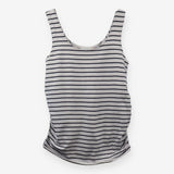 Navy Striped maternity vest top with built in bra