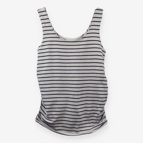 Navy Striped maternity vest top with built in bra