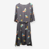 Boden Grey Viscose Button‑Down Midi Dress