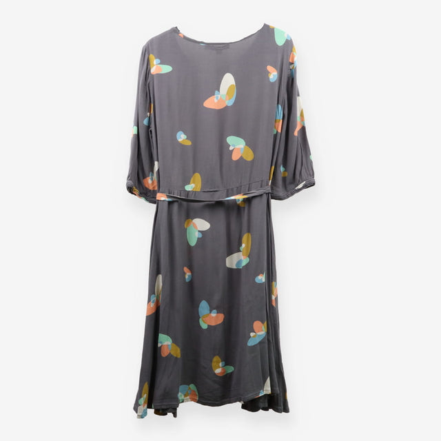 Boden Grey Viscose Button‑Down Midi Dress