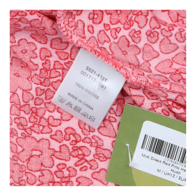 Midi Dress Red Pink Heart Print Shirt Style Asymme