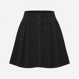 Skirt Charcoal Grey Button Front Ribbed Knit Cotto