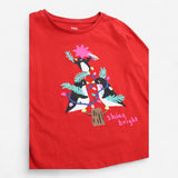 T-Shirt Red Long Sleeve Penguin Christmas Tree Shi