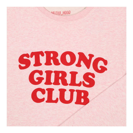 Pink marl jersey crew neck strong girls club sweat