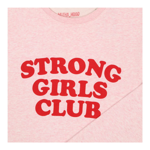 Pink marl jersey crew neck strong girls club sweat