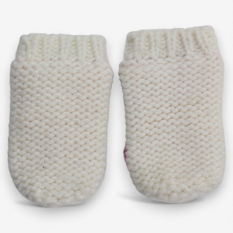 Cream knit mittens dog face