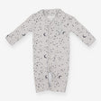 Collared footless sleepsuit grey with stars and mo