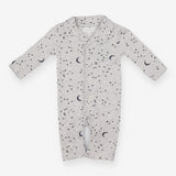Collared footless sleepsuit grey with stars and mo