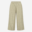 Trousers Green White Linen Rich Striped Elasticate