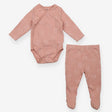 Pink Waffle Bunny Bodysuit and Footed Leggings Out