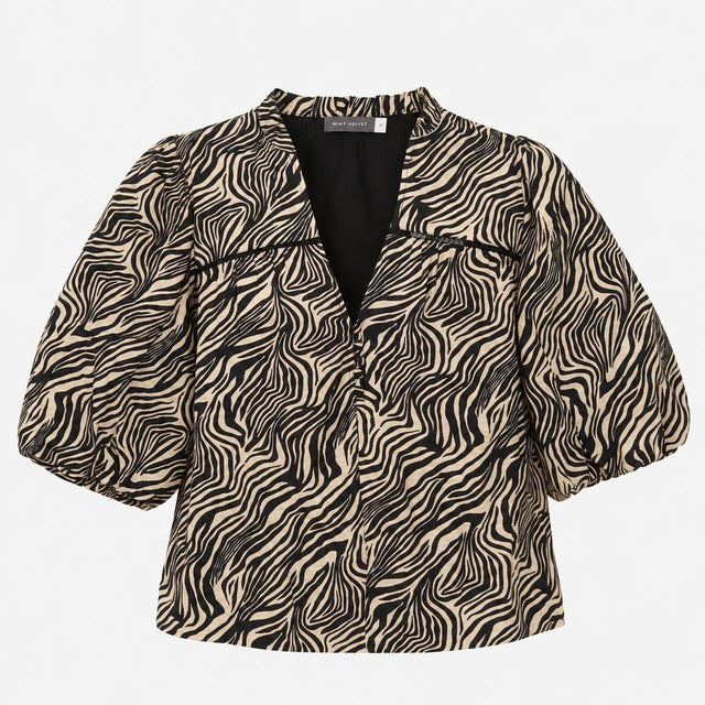 Mint Velvet Savannah Zebra Print Puff Short Sleeve