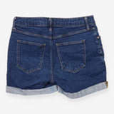 Denim Shorts Dark Wash Turn Up Hem Stretch