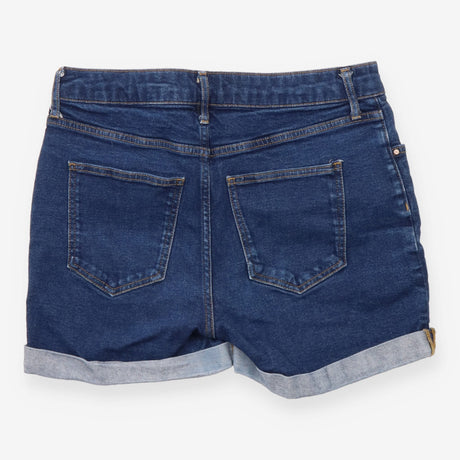 Denim Shorts Dark Wash Turn Up Hem Stretch