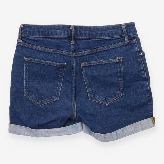 Denim Shorts Dark Wash Turn Up Hem Stretch