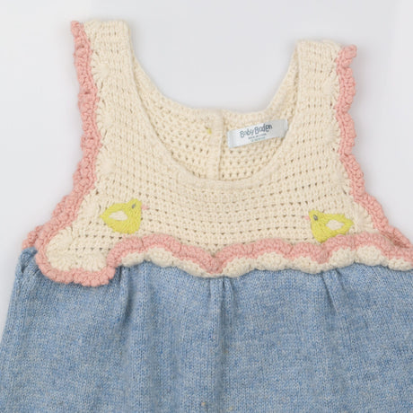 Dress Sleeveless Knit Blue and White with Chick Ap