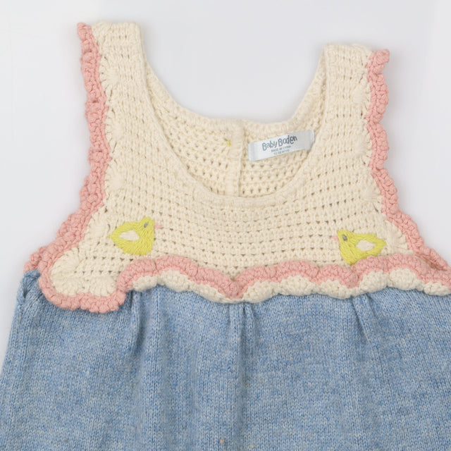 Dress Sleeveless Knit Blue and White with Chick Ap