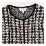 Black & White Wool Blend Houndstooth Jacket