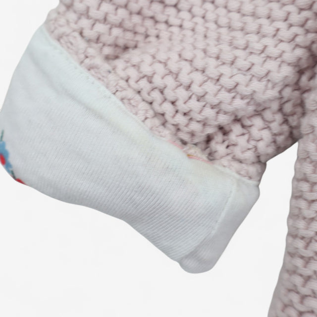 Light pink cardigan knit floral lining 