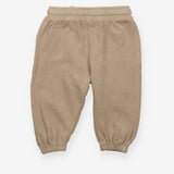 Beige woven trousers with drawstring