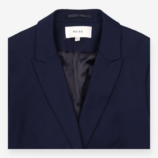 Navy Wool Blend Skirt Suit Blazer Pencil Skirt