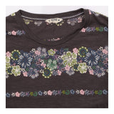 Charcoal Grey Floral Printed Cotton Modal Long Sle