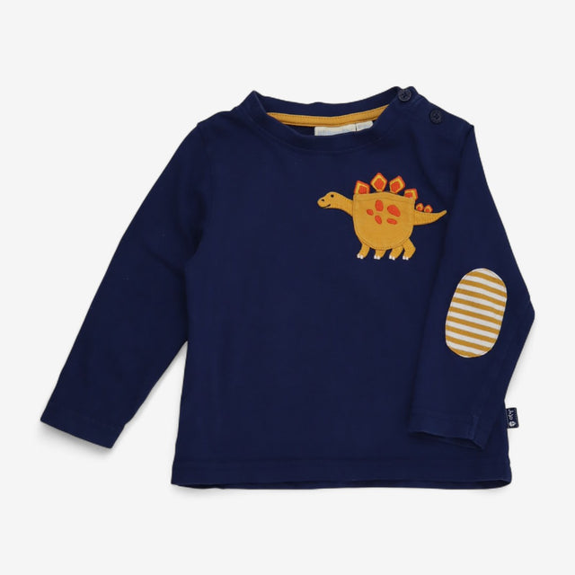 T-shirt Long Sleeve Navy with Yellow Dinosaur Pock