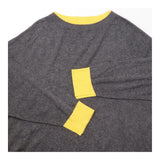 Charcoal Grey Yellow Trim Wool Alpaca Blend Relaxe