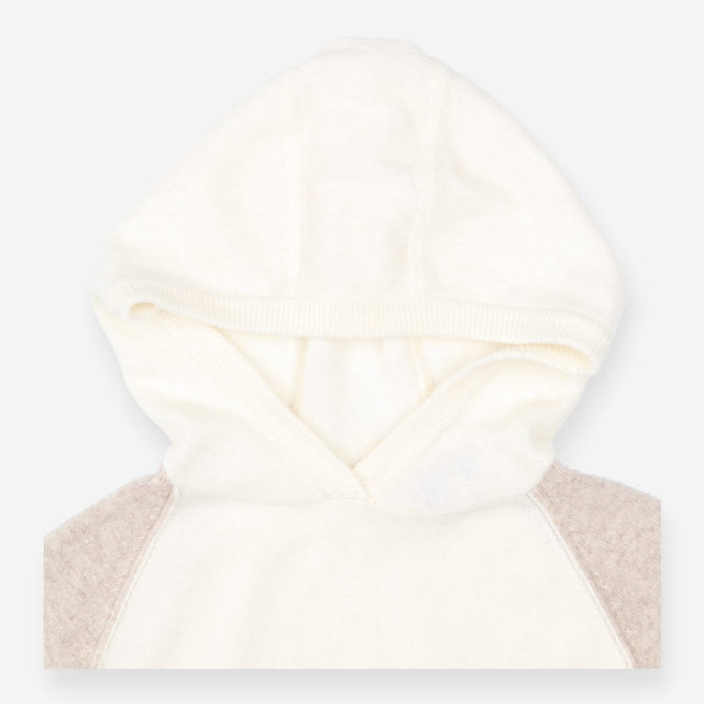 Sweater cream and beige hooded