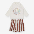 Swimset 2 pc stripe shorts LS rash vest