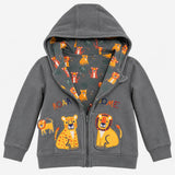 green reversible lion hoodie with pocket pal