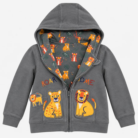 green reversible lion hoodie with pocket pal