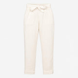 White Trousers Double Gauze Cotton Ankle Length Be