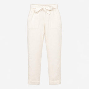 White Trousers Double Gauze Cotton Ankle Length Be