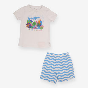 Pyjamas Top white under the sea and shorts blue 