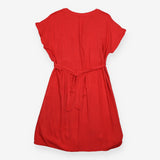Maternity Dress Red Tie Waist Short Sleeve