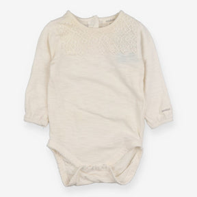 Bodysuit long sleeve cream with lace detail