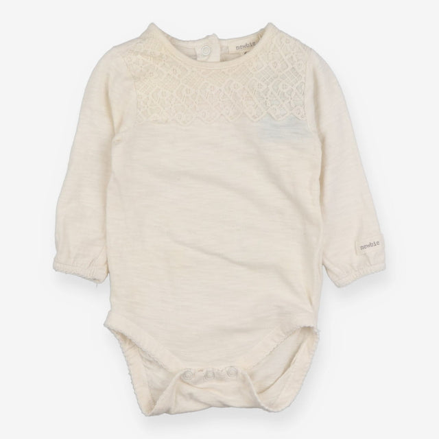 Bodysuit long sleeve cream with lace detail