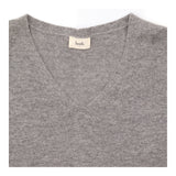 Jumper Dress Grey Pure Wool V-Neck Maxi