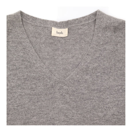 Jumper Dress Grey Pure Wool V-Neck Maxi
