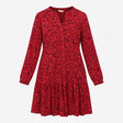 Dress Pink Black Animal Print Long Sleeve Midi V-N