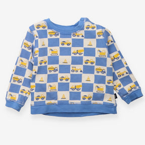 Blue and white jumper construction vehicles