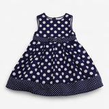 Dress Sleeveless Woven navy with White Polkadots