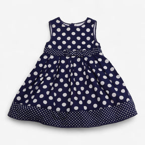Dress Sleeveless Woven navy with White Polkadots