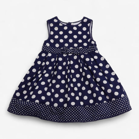 Dress Sleeveless Woven navy with White Polkadots