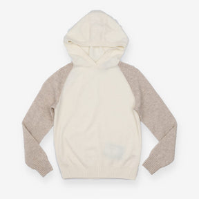 Sweater cream and beige hooded
