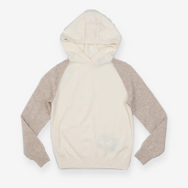 Sweater cream and beige hooded
