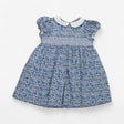 Short Sleeved smocked blue ditsy dress