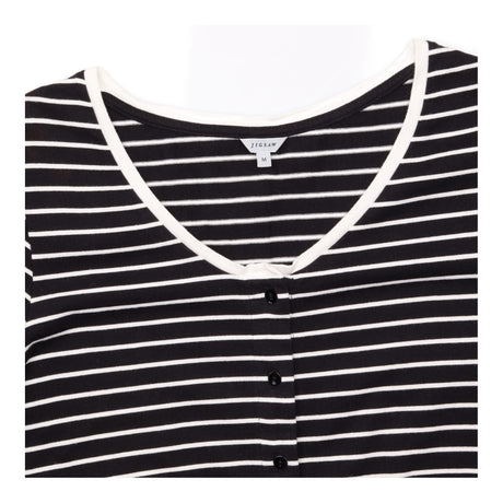 Black White Striped 100% Cotton Scoop Neck Shell B