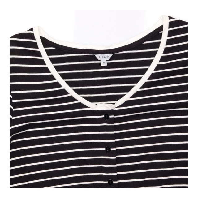 Black White Striped 100% Cotton Scoop Neck Shell B