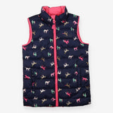 Gilet Reversible Pink and Pony Print